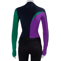 Versace Color Block Knit Long Sleeve High Neck Bodysuit S For Women -Versace Official Website luxury women versace used clothes p424725 005