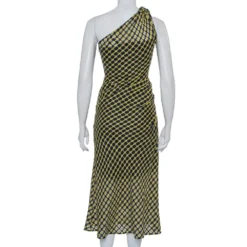Versace Black & Yellow Wool Open Weave One Shoulder Midi Dress S For Women 9 Versace Black & Yellow Wool Open Weave One Shoulder Midi Dress S For Women -Versace Official Website luxury women versace used clothes p424729 001