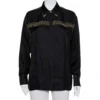 Versace Tribute Black & Gold Embellished Silk Button Front Shirt M For Women