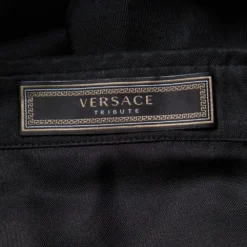 Versace Tribute Black & Gold Embellished Silk Button Front Shirt M For Women -Versace Official Website luxury women versace used clothes p431893 006