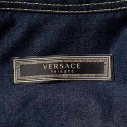 Versace Tribute Indigo Denim Gold Button Embellished Shirt M For Women -Versace Official Website luxury women versace used clothes p431897 007