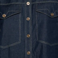 Versace Tribute Indigo Denim Gold Button Embellished Shirt M For Women -Versace Official Website luxury women versace used clothes p431897 008