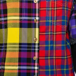 Versace Black Denim & Multicolor Plaided Wool Paneled Rockstud Collar Detail Shirt M For Women -Versace Official Website luxury women versace used clothes p436847 005