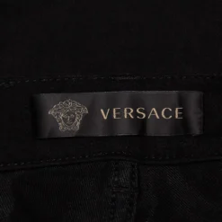 Versace Black Denim Button Embellished Paneled Jeans M For Women -Versace Official Website luxury women versace used clothes p438228 002
