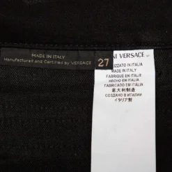 Versace Black Denim Button Embellished Paneled Jeans M For Women -Versace Official Website luxury women versace used clothes p438228 003