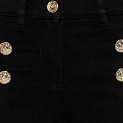 Versace Black Denim Button Embellished Paneled Jeans M For Women -Versace Official Website luxury women versace used clothes p438228 006