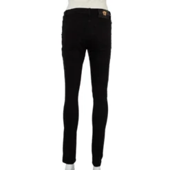 Versace Black Denim Button Embellished Paneled Jeans M For Women -Versace Official Website luxury women versace used clothes p438228 008