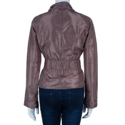 Versace Dusty Pink Technical Belted Jacket M For Women -Versace Official Website luxury women versace used clothes p44134 003