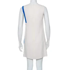 Versace Cream Silk Contrast Trim Cutout Detail Mini Dress S For Women -Versace Official Website luxury women versace used clothes p448442 002