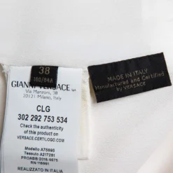 Versace Cream Silk Contrast Trim Cutout Detail Mini Dress S For Women -Versace Official Website luxury women versace used clothes p448442 004