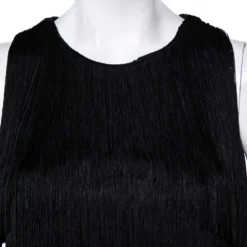 Versace Black Silk Fringed Sleeveless Crop Top S For Women -Versace Official Website luxury women versace used clothes p464576 006