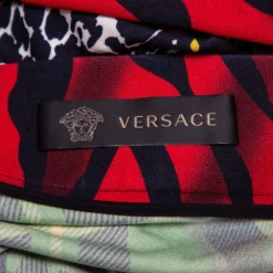 Versace Multicolor Mega Mix Print Crepe Knee Length Skirt M For Women -Versace Official Website luxury women versace used clothes p466131 001