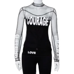 Versace Black Tulle Applique Detail Top S For Women