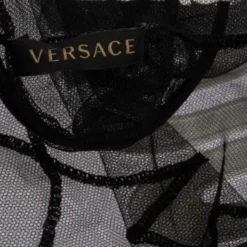 Versace Black Tulle Applique Detail Top S For Women -Versace Official Website luxury women versace used clothes p466602 1626165667 008