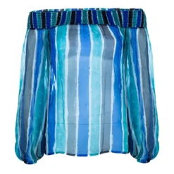 Versace Striped Printed Off-Shoulder Top S For Women