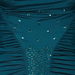 Versace Collection Teal Embellished Jersey Dress S For Women -Versace Official Website luxury women versace used clothes p47757 0007