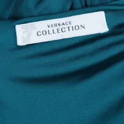 Versace Collection Teal Embellished Jersey Dress S For Women -Versace Official Website luxury women versace used clothes p47757 0008