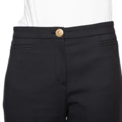 Versace Black Cotton Gold Logo Button Detail Formal Trousers L For Women 9 Versace Black Cotton Gold Logo Button Detail Formal Trousers L For Women -Versace Official Website luxury women versace used clothes p487580 005