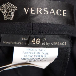 Versace Black Cotton Gold Logo Button Detail Formal Trousers L For Women 10 Versace Black Cotton Gold Logo Button Detail Formal Trousers L For Women -Versace Official Website luxury women versace used clothes p487580 007