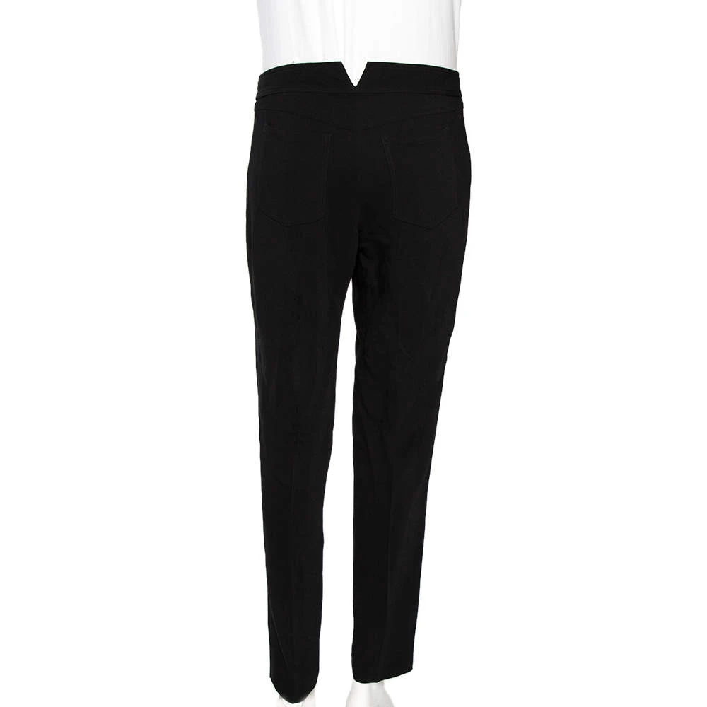 Versace Black Crepe Pleated Logo Button Detail Trousers L For Women 3 Versace Black Crepe Pleated Logo Button Detail Trousers L For Women - Image 3