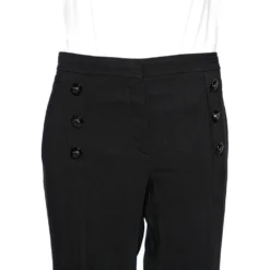Versace Black Crepe Pleated Logo Button Detail Trousers L For Women 9 Versace Black Crepe Pleated Logo Button Detail Trousers L For Women -Versace Official Website luxury women versace used clothes p487595 003