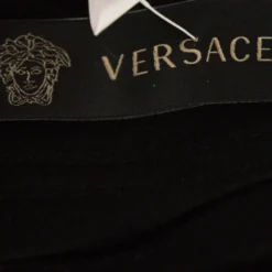 Versace Black Crepe Pleated Logo Button Detail Trousers L For Women 10 Versace Black Crepe Pleated Logo Button Detail Trousers L For Women -Versace Official Website luxury women versace used clothes p487595 005