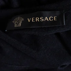 Versace Black Wool Medusa Button Detail Oversized Top M For Women -Versace Official Website luxury women versace used clothes p490248 002