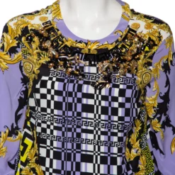 Versace Multicolored Baroque Print Silk Embellished Blouse M For Women -Versace Official Website luxury women versace used clothes p495836 008