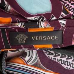 Versace Multicolored Printed Silk Button Front Shirt Dress L For Women -Versace Official Website luxury women versace used clothes p501402 004