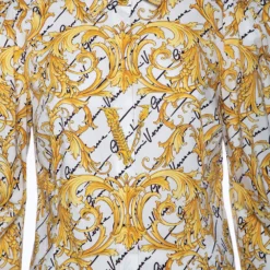 Versace White Baroque Printed Cotton Victorian Sleeve Detail Shirt M For Women -Versace Official Website luxury women versace used clothes p501991 001