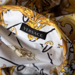 Versace White Baroque Printed Cotton Victorian Sleeve Detail Shirt M For Women -Versace Official Website luxury women versace used clothes p501991 002