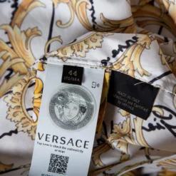 Versace White Baroque Printed Cotton Victorian Sleeve Detail Shirt M For Women -Versace Official Website luxury women versace used clothes p501991 003