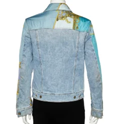 Versace Collection Blue Denim & Printed Synthetic Paneled Jacket M For Women -Versace Official Website luxury women versace used clothes p503138 004