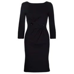 Versace Black Button Detail Long Sleeve Dress S For Women