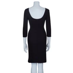 Versace Black Button Detail Long Sleeve Dress S For Women -Versace Official Website luxury women versace used clothes p50366 003