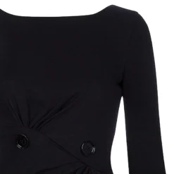 Versace Black Button Detail Long Sleeve Dress S For Women -Versace Official Website luxury women versace used clothes p50366 004