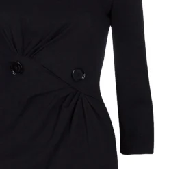 Versace Black Button Detail Long Sleeve Dress S For Women -Versace Official Website luxury women versace used clothes p50366 006
