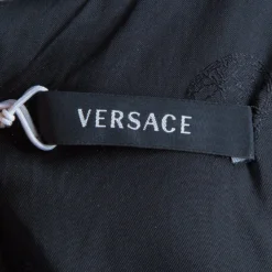 Versace Black Button Detail Long Sleeve Dress S For Women -Versace Official Website luxury women versace used clothes p50366 009