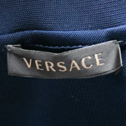 Versace Navy Blue Jersey Asymmetrical Draped Top S For Women -Versace Official Website luxury women versace used clothes p504051 003