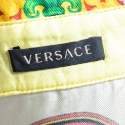 Versace Yellow Palm Tree Baroque Logo Printed Silk Shirt S For Women -Versace Official Website luxury women versace used clothes p504113 006