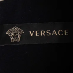 Versace Black Crepe Eyelet Leather Trim Detailed Sleeveless Short Dress S For Women -Versace Official Website luxury women versace used clothes p504170 005