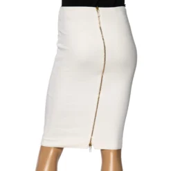 Versace Off White Silk Pencil Skirt S For Women -Versace Official Website luxury women versace used clothes p504781 007