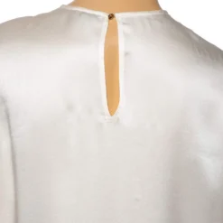 Versace Cream Floral Textured Silk Long Sleeve Blouse S For Women -Versace Official Website luxury women versace used clothes p504807 003