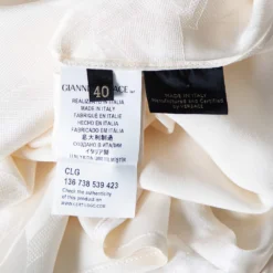 Versace Cream Floral Textured Silk Long Sleeve Blouse S For Women -Versace Official Website luxury women versace used clothes p504807 005