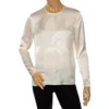 Versace Cream Floral Textured Silk Long Sleeve Blouse S For Women