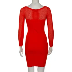 Versace Orange Textured Knit & Mesh Detailed Sheath Dress S For Women -Versace Official Website luxury women versace used clothes p504813 002