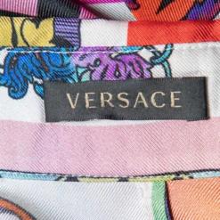 Versace Multicolor Baroque Alphabet Printed Silk Shirt M For Women -Versace Official Website luxury women versace used clothes p511848 002