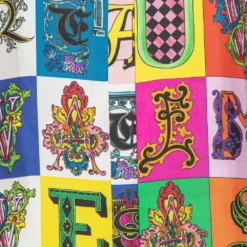 Versace Multicolor Baroque Alphabet Printed Silk Shirt M For Women -Versace Official Website luxury women versace used clothes p511848 006