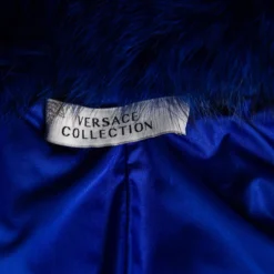 Versace Collection Blue Down Quilted & Fur Trimmed Belted Jacket M For Women 12 Versace Collection Blue Down Quilted & Fur Trimmed Belted Jacket M For Women -Versace Official Website luxury women versace used clothes p512370 005