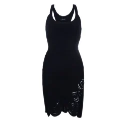 Versace Black Rose Detail Mini Dress S For Women